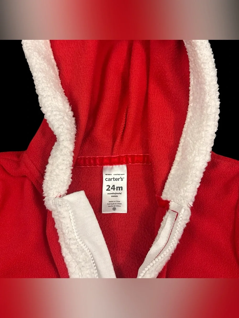 Carter’s Baby 24M Santa Claus Fleece Jumpsuit Christmas Costume Hooded Romper